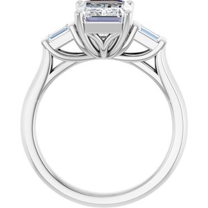 14K White Gold 9x7 mm Emerald 1/4 CTW Diamond Three-Stone Engagement Ring. 689152:LG101:P