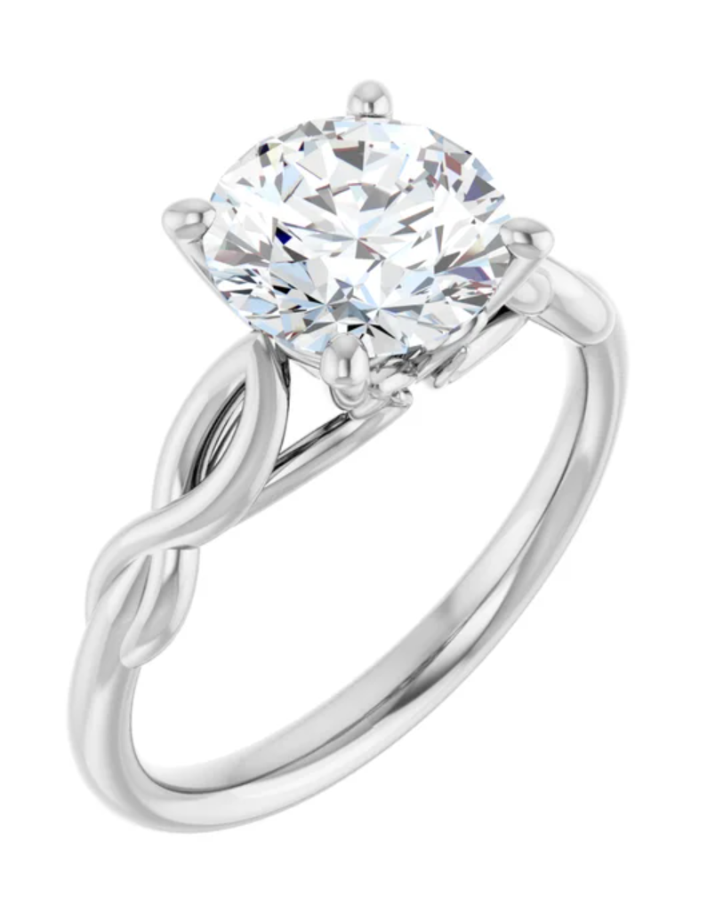 14K White Gold 8 mm Round Solitaire Engagement Ring. 122705:840:P