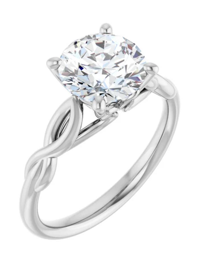 14K White Gold 8 mm Round Solitaire Engagement Ring. 122705:840:P