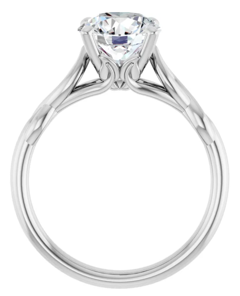 14K White Gold 8 mm Round Solitaire Engagement Ring. 122705:840:P