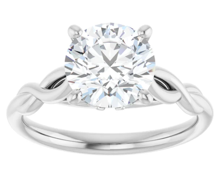 14K White Gold 8 mm Round Solitaire Engagement Ring. 122705:840:P