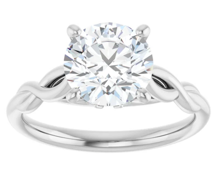 14K White Gold 8 mm Round Solitaire Engagement Ring. 122705:840:P