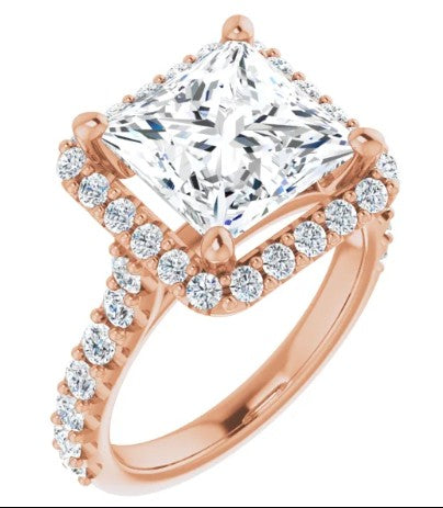 14K Rose Gold 9x9 mm Square 3/4 CTW Diamond Semi-Set Engagement Ring. 122804:1281:P