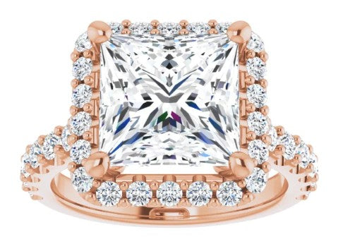14K Rose Gold 9x9 mm Square 3/4 CTW Diamond Semi-Set Engagement Ring. 122804:1281:P