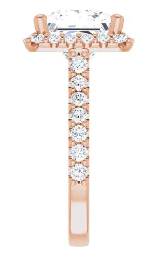 14K Rose Gold 9x9 mm Square 3/4 CTW Diamond Semi-Set Engagement Ring. 122804:1281:P