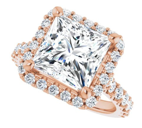 14K Rose Gold 9x9 mm Square 3/4 CTW Diamond Semi-Set Engagement Ring. 122804:1281:P