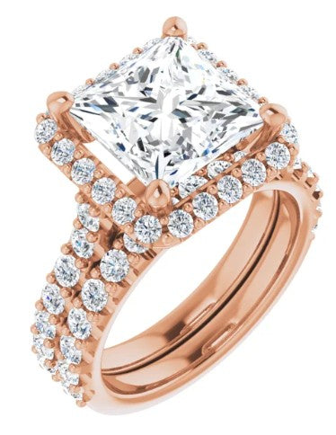 14K Rose Gold 9x9 mm Square 3/4 CTW Diamond Semi-Set Engagement Ring. 122804:1281:P