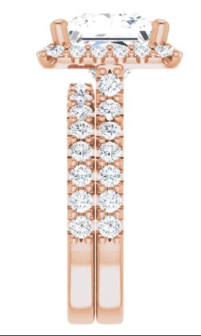 14K Rose Gold 9x9 mm Square 3/4 CTW Diamond Semi-Set Engagement Ring. 122804:1281:P