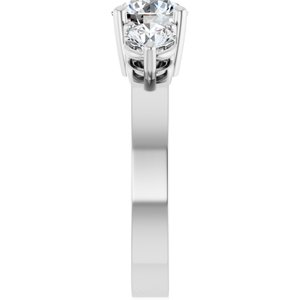 14K White Gold 6.5 mm Round Three-Stone Engagement Ring. 126904:840:P