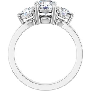 14K White Gold 6.5 mm Round Three-Stone Engagement Ring. 126904:840:P