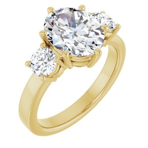 14K Yellow Gold 10x8 mm Oval Three-Stone Engagement Ring. 126894:1261:P