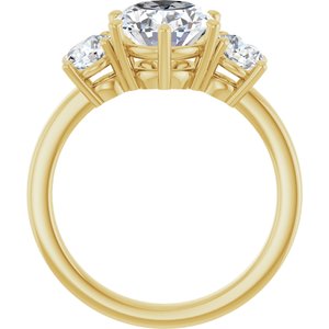 14K Yellow Gold 10x8 mm Oval Three-Stone Engagement Ring. 126894:1261:P