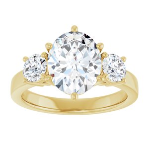 14K Yellow Gold 10x8 mm Oval Three-Stone Engagement Ring. 126894:1261:P