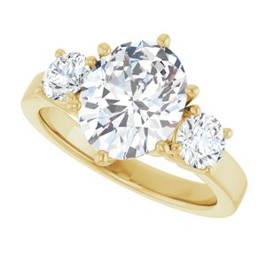 14K Yellow Gold 10x8 mm Oval Three-Stone Engagement Ring. 126894:1261:P