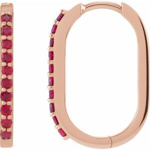 14K Rose Gold Lab-Grown Ruby 20 mm Hoop Earrings. 88245:177:P