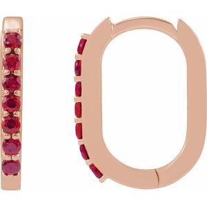 14K Rose Gold Lab-Grown Ruby 14 mm Hoop Earrings. 88245:180:P