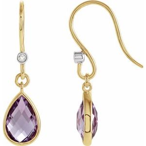 14K Yellow/White Gold Natural Amethyst & .02 CTW Diamond Earrings
