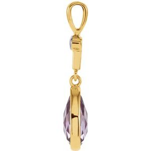14K Yellow Gold Natural Amethyst & .015 CT Diamond Pendant