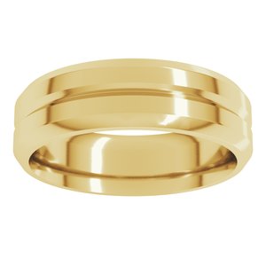 14K Yellow Gold 6 mm Beveled-Edge Grooved Comfort-Fit Flat Band. VBVIR10:1148:P