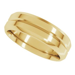 14K Yellow Gold 6 mm Beveled-Edge Grooved Comfort-Fit Flat Band. VBVIR10:1148:P