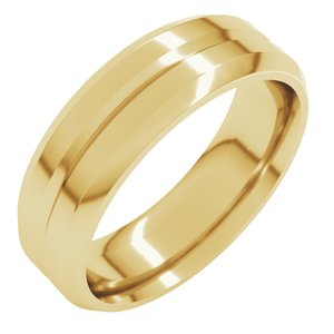 14K Yellow Gold 6 mm Beveled-Edge Grooved Comfort-Fit Flat Band. VBVIR10:1148:P