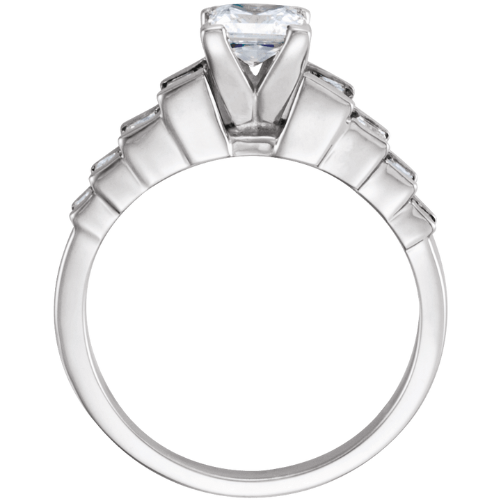 14K White Gold 5x5 mm Square Baguette Accented Engagement Ring. 12921:160967:P
