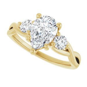 14K Yellow Gold 9x6 mm Pear Three-Stone Engagement Ring. 126923:256:P