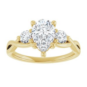 14K Yellow Gold 9x6 mm Pear Three-Stone Engagement Ring. 126923:256:P