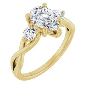 14K Yellow Gold 9x6 mm Pear Three-Stone Engagement Ring. 126923:256:P