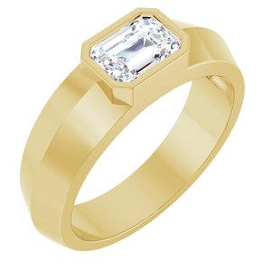 14K Yellow Gold 7x5 mm Emerald Men's Band. 126863:376:P