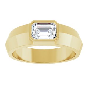 14K Yellow Gold 7x5 mm Emerald Men's Band. 126863:376:P