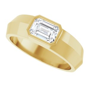 14K Yellow Gold 7x5 mm Emerald Men's Band. 126863:376:P