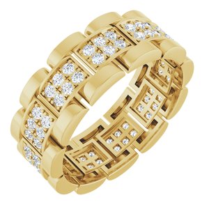 14K Yellow Gold 1 CTW Diamond Men's Band. 689243:LG606:P
