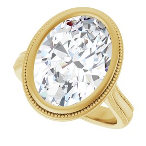 14K Yellow Gold 14 x 10 mm Oval Bezel-Set Solitaire Engagement Ring. 126897:105:P