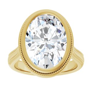 14K Yellow Gold 14 x 10 mm Oval Bezel-Set Solitaire Engagement Ring. 126897:105:P