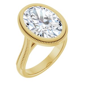 14K Yellow Gold 14 x 10 mm Oval Bezel-Set Solitaire Engagement Ring. 126897:105:P