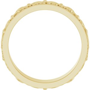 14K Yellow Gold 6.2 mm Sculptural Flat Band. 57990:207:P