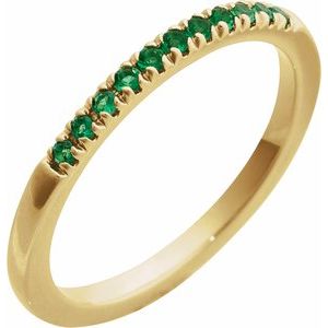 14K Yellow Gold Natural Emerald Stackable Ring. 689237:652:P