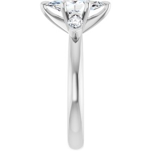 14K White Gold 10x5 mm Marquise Three-Stone Engagement Ring. 126952:690:P