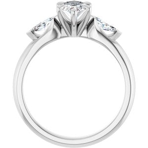 14K White Gold 10x5 mm Marquise Three-Stone Engagement Ring. 126952:690:P