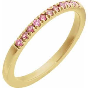 14K Yellow Gold Natural Pink Tourmaline Stackable Ring. 689237:600:P