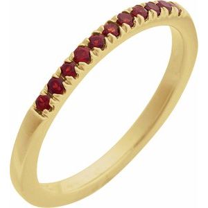 14K Yellow Gold Natural Mozambique Garnet Stackable Ring. 689237:609:P