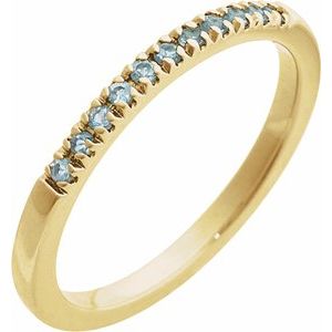 14K Yellow Gold Natural Aquamarine Stackable Ring. 689237:621:P