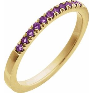 14K Yellow Gold Natural Amethyst Stackable Ring. 689237:624:P