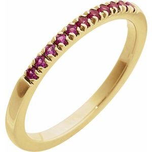 14K Yellow Gold Lab-Grown Ruby Stackable Ring. 689237:630:P