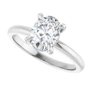 14K White Gold 8x6 mm Oval Hidden Halo-Style Accented Engagement Ring. 126924:1035:P