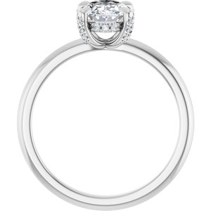 14K White Gold 8x6 mm Oval Hidden Halo-Style Accented Engagement Ring. 126924:1035:P