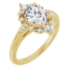 14K Yellow Gold 8x6 mm Oval Halo-Style Engagement Ring. 126714:1126:P
