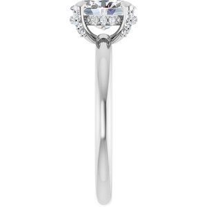 14K White Gold 8x6 mm Oval Hidden Halo-Style Accented Engagement Ring. 126924:1035:P