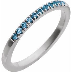 14K White Gold Natural London Blue Topaz Stackable Ring. 689237:607:P